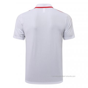 Camiseta Polo del Manchester United 2021-2022 Blanco y Rojo