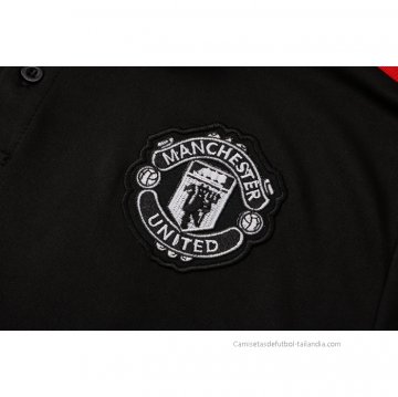 Camiseta Polo del Manchester United 2021-2022 Negro y Rojo