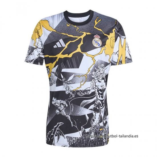 Camiseta Pre Partido del Real Madrid 2025-2026 Negro Blanco - Haga un click en la imagen para cerrar