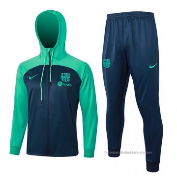 Chandal con Capucha del Barcelona Nino 2023-2024 Azul y Verde Chandal con Capucha del Barcelona Nino 2023-2024 Azul y Verde