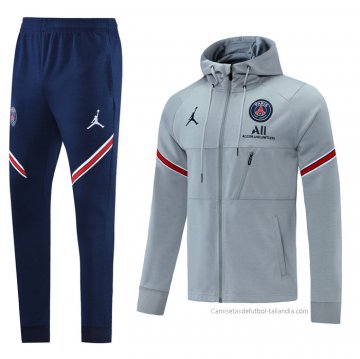 Chandal con Capucha del Paris Saint-Germain 2021-2022 Gris