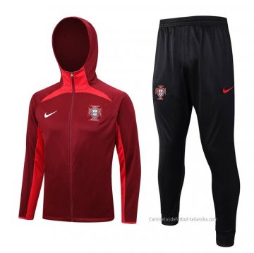 Chandal con Capucha del Portugal 2023-2024 Rojo Chandal con Capucha del Portugal 2023-2024 Rojo