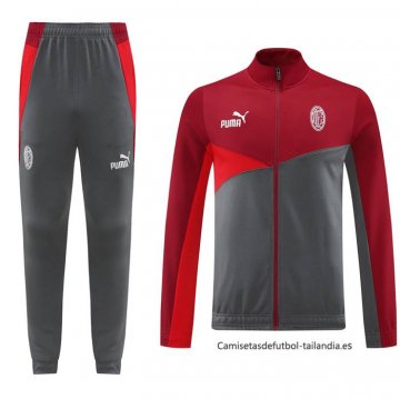 Chandal de Chaqueta del AC Milan 2024-2025 Rojo Gris Chandal de Chaqueta del AC Milan 2024-2025 Rojo Gris