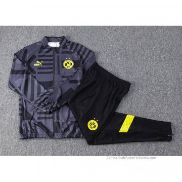 Chandal de Chaqueta del Borussia Dortmund 2022-2023 Negro y Gris