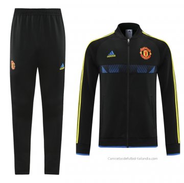 Chandal de Chaqueta del Manchester United 2021-2022 Negro y Azul Chandal de Chaqueta del Manchester United 2021-2022 Negro y Azul