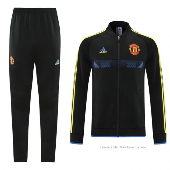 Chandal de Chaqueta del Manchester United 2021-2022 Negro y Azul - Haga un click en la imagen para cerrar