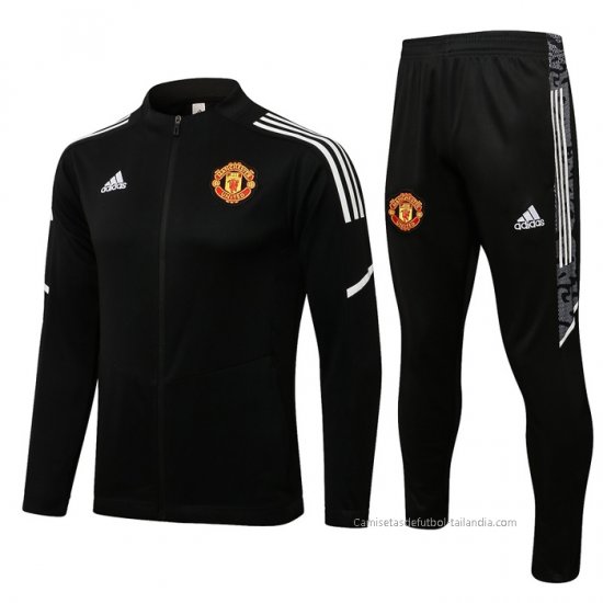 Chandal de Chaqueta del Manchester United 2021-2022 Negro y Blanco - Haga un click en la imagen para cerrar