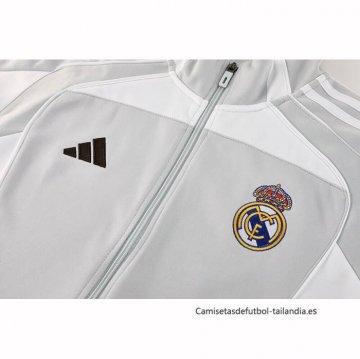 Chandal de Chaqueta del Real Madrid 2025-2026 Gris Blanco