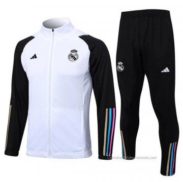Chandal de Chaqueta del Real Madrid Nino 2023-2024 Blanco y Negro Chandal de Chaqueta del Real Madrid Nino 2023-2024 Blanco y Negro