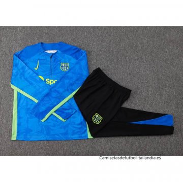 Chandal de Sudadera del Barcelona Nino 2024-2025 Azul y Verde