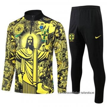 Chandal de Sudadera del Brasil Jesus 2024-2025 Amarillo Chandal de Sudadera del Brasil Jesus 2024-2025 Amarillo