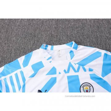 Chandal de Sudadera del Manchester City 2022-2023 Blanco y Azul