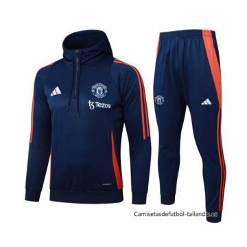 Chandal de Sudadera del Manchester United Nino 2024-2025 Azul Chandal de Sudadera del Manchester United Nino 2024-2025 Azul