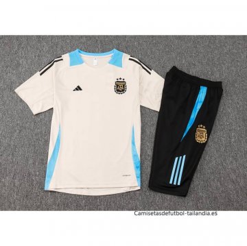 Chandal del Argentina Manga Corta 2024-2025 Amarillo - Pantalon Corto