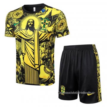Chandal del Brasil Jesus Manga Corta 2024-2025 Amarillo - Pantalon Corto Chandal del Brasil Jesus Manga Corta 2024-2025 Amarillo - Pantalon Corto