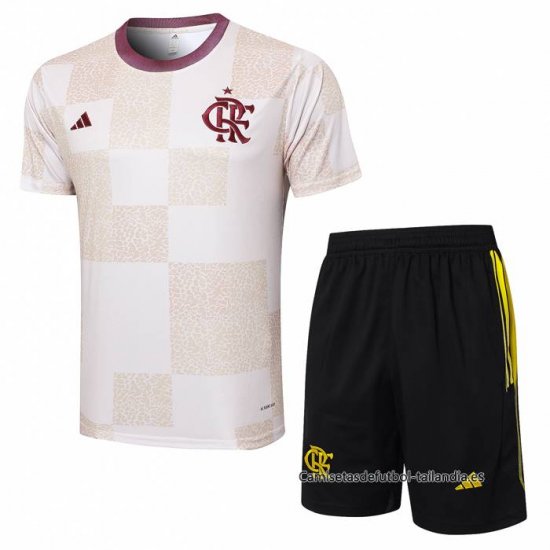 Chandal del Flamengo Manga Corta 2024-2025 Blanco - Pantalon Corto - Haga un click en la imagen para cerrar