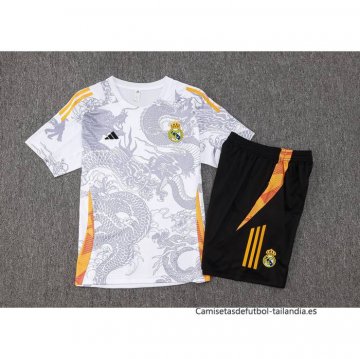 Chandal del Real Madrid Dragon Manga Corta 2024-2025 Blanco - Pantalon Corto