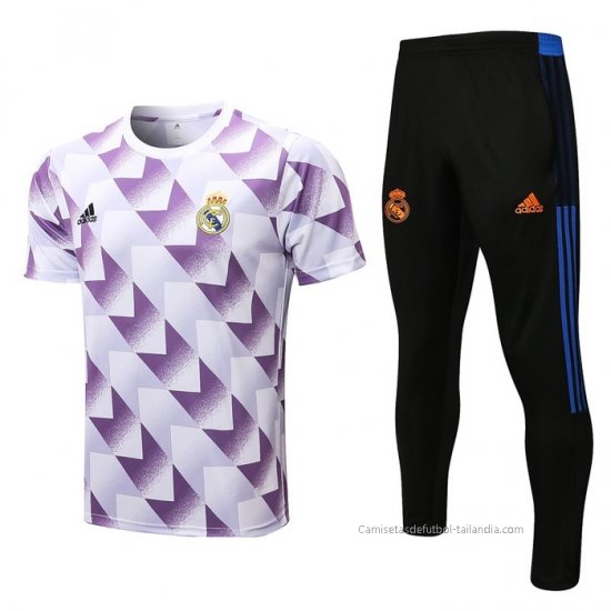 Chandal del Real Madrid Manga Corta 2022-2023 Blanco y Purpura - Haga un click en la imagen para cerrar