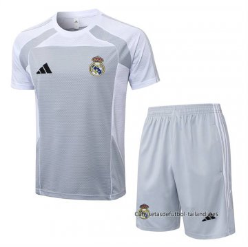 Chandal del Real Madrid Manga Corta 2025-2026 Gris - Pantalon Corto Chandal del Real Madrid Manga Corta 2025-2026 Gris - Pantalon Corto