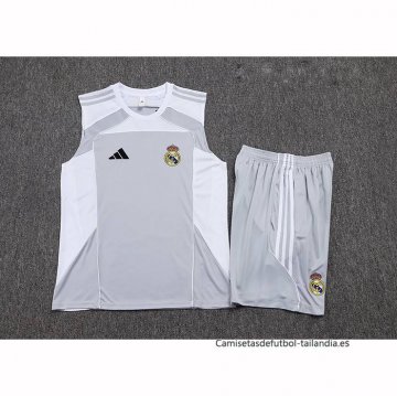 Chandal del Real Madrid Sin Mangas 2025-2026 Gris Blanco