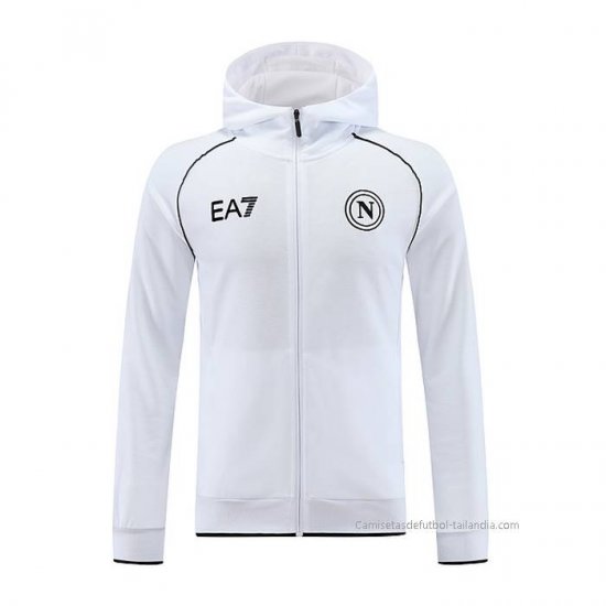Chaqueta con Capucha del Napoli 2023-2024 Blanco - Haga un click en la imagen para cerrar
