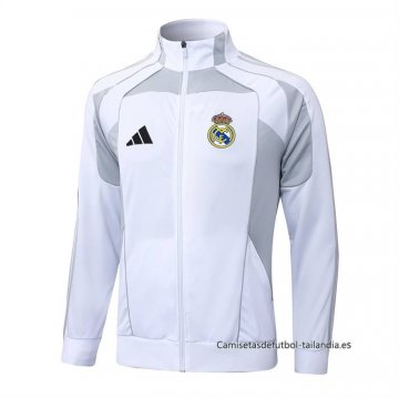 Chaqueta del Real Madrid 2025-2026 Blanco Gris Chaqueta del Real Madrid 2025-2026 Blanco Gris