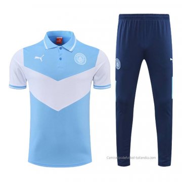 Conjunto Polo del Manchester City 2022-2023 Azul y Blanco Conjunto Polo del Manchester City 2022-2023 Azul y Blanco