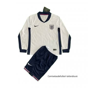 1ª Camiseta Inglaterra Manga Larga Nino 2024 1ª Camiseta Inglaterra Manga Larga Nino 2024