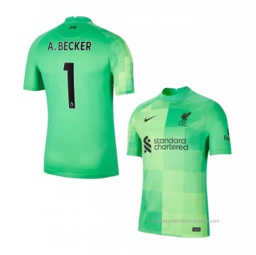 Camiseta Liverpool Portero Jugador A.Becker 2021-2022 Verde Camiseta Liverpool Portero Jugador A.Becker 2021-2022 Verde