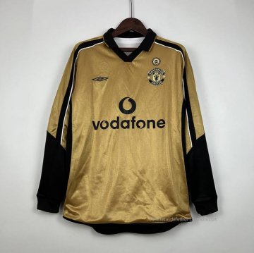 1ª Camiseta Manchester United Retro Ponerse En Doble Cara Manga Larga 2001-2002