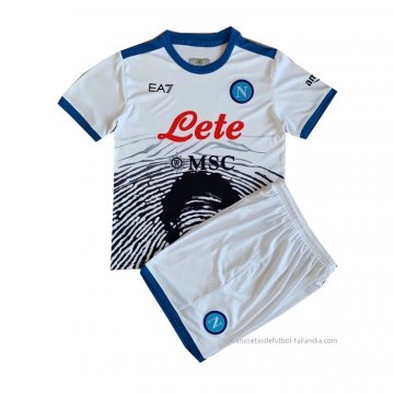 Camiseta Napoli Maradona Special Nino 2021-2022 Blanco Camiseta Napoli Maradona Special Nino 2021-2022 Blanco