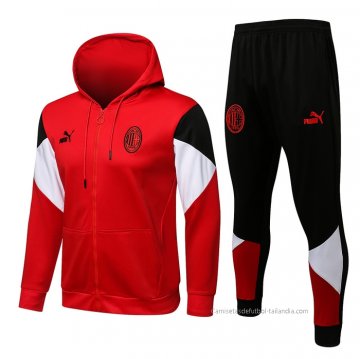 Chandal con Capucha del AC Milan 2021-2022 Rojo Chandal con Capucha del AC Milan 2021-2022 Rojo