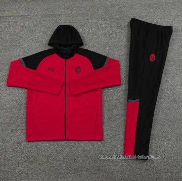 Chandal con Capucha del AC Milan 2024-2025 Rojo