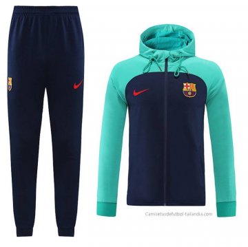 Chandal con Capucha del Barcelona 2022-2023 Verde y Azul Chandal con Capucha del Barcelona 2022-2023 Verde y Azul