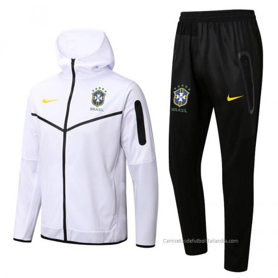 Chandal con Capucha del Brasil 2022-2023 Blanco - Haga un click en la imagen para cerrar