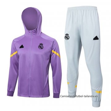 Chandal con Capucha del Real Madrid 2024-2025 Purpura Chandal con Capucha del Real Madrid 2024-2025 Purpura