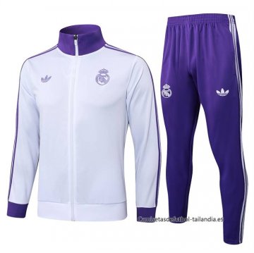 Chandal de Chaqueta del Real Madrid 2024-2025 Blanco Purpura Chandal de Chaqueta del Real Madrid 2024-2025 Blanco Purpura