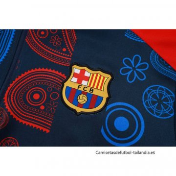 Chandal de Sudadera del Barcelona Nino 2024-2025 Azul y Rojo