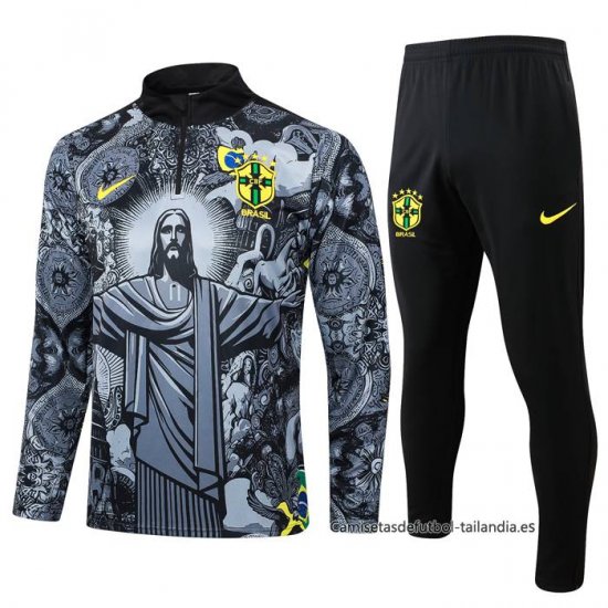 Chandal de Sudadera del Brasil Jesus Nino 2024-2025 Negro - Haga un click en la imagen para cerrar