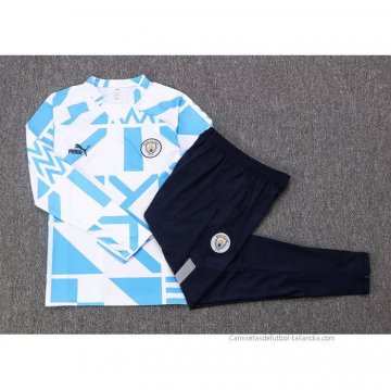 Chandal de Sudadera del Manchester City 2022-2023 Blanco y Azul