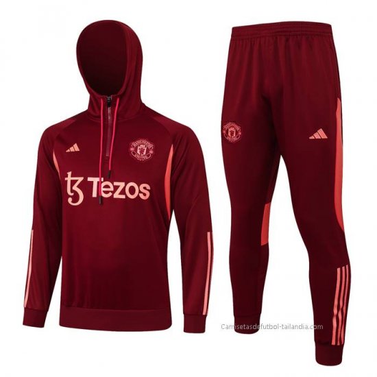 Chandal de Sudadera del Manchester United 2023-2024 Rojo Oscuro - Haga un click en la imagen para cerrar