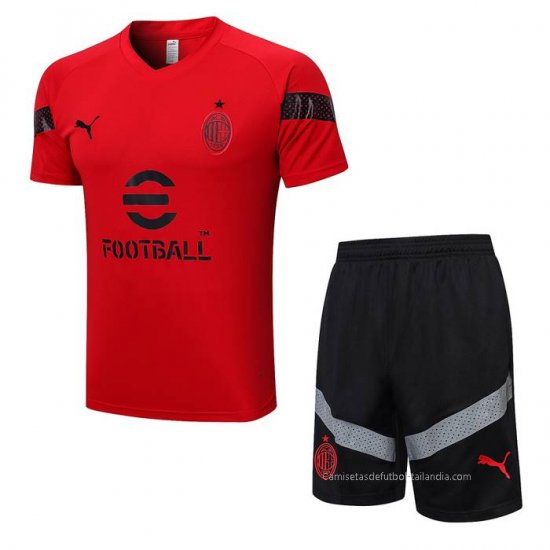 Chandal del AC Milan Manga Corta 2022-2023 Rojo - Pantalon Corto - Haga un click en la imagen para cerrar