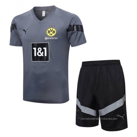 Chandal del Borussia Dortmund Manga Corta 2022-2023 Gris - Pantalon Corto - Haga un click en la imagen para cerrar