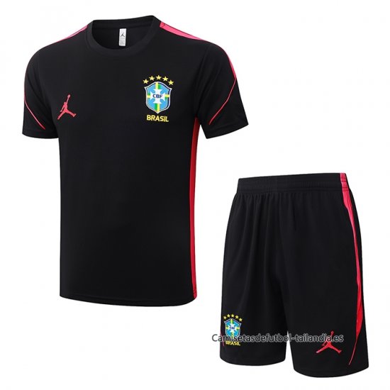 Chandal del Brasil Manga Corta 2026-2027 Negro - Pantalon Corto - Haga un click en la imagen para cerrar