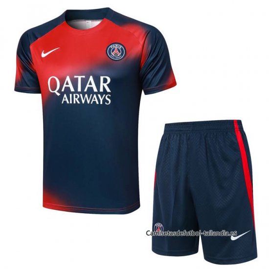 Chandal del Paris Saint-Germain Manga Corta 2023-2024 Rojo y Azul - Pantalon Corto - Haga un click en la imagen para cerrar