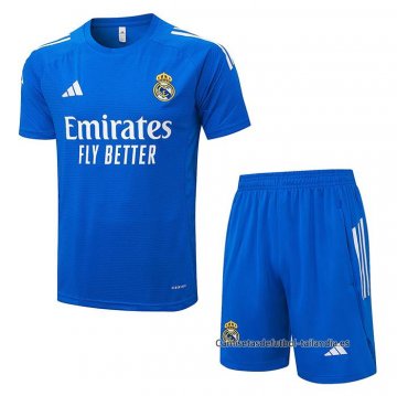 Chandal del Real Madrid Manga Corta 2025-2026 Azul Blanco - Pantalon Corto Chandal del Real Madrid Manga Corta 2025-2026 Azul Blanco - Pantalon Corto