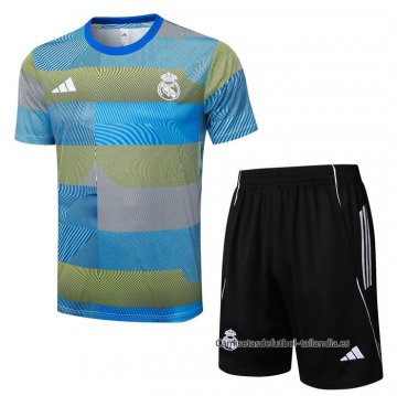 Chandal del Real Madrid Manga Corta 2025-2026 Azul Verde - Pantalon Corto Chandal del Real Madrid Manga Corta 2025-2026 Azul Verde - Pantalon Corto