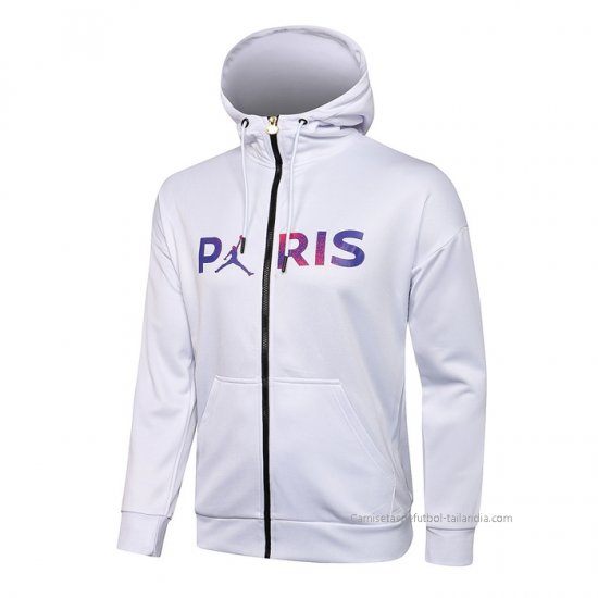 Chaqueta con Capucha del Paris Saint-Germain 2021-2022 Blanco - Haga un click en la imagen para cerrar