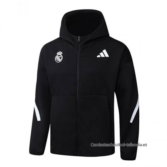Chaqueta con Capucha del Real Madrid 2025-2026 Negro - Haga un click en la imagen para cerrar