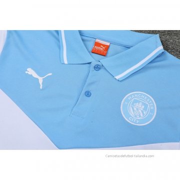Camiseta Polo del Manchester City 2022-2023 Azul y Blanco